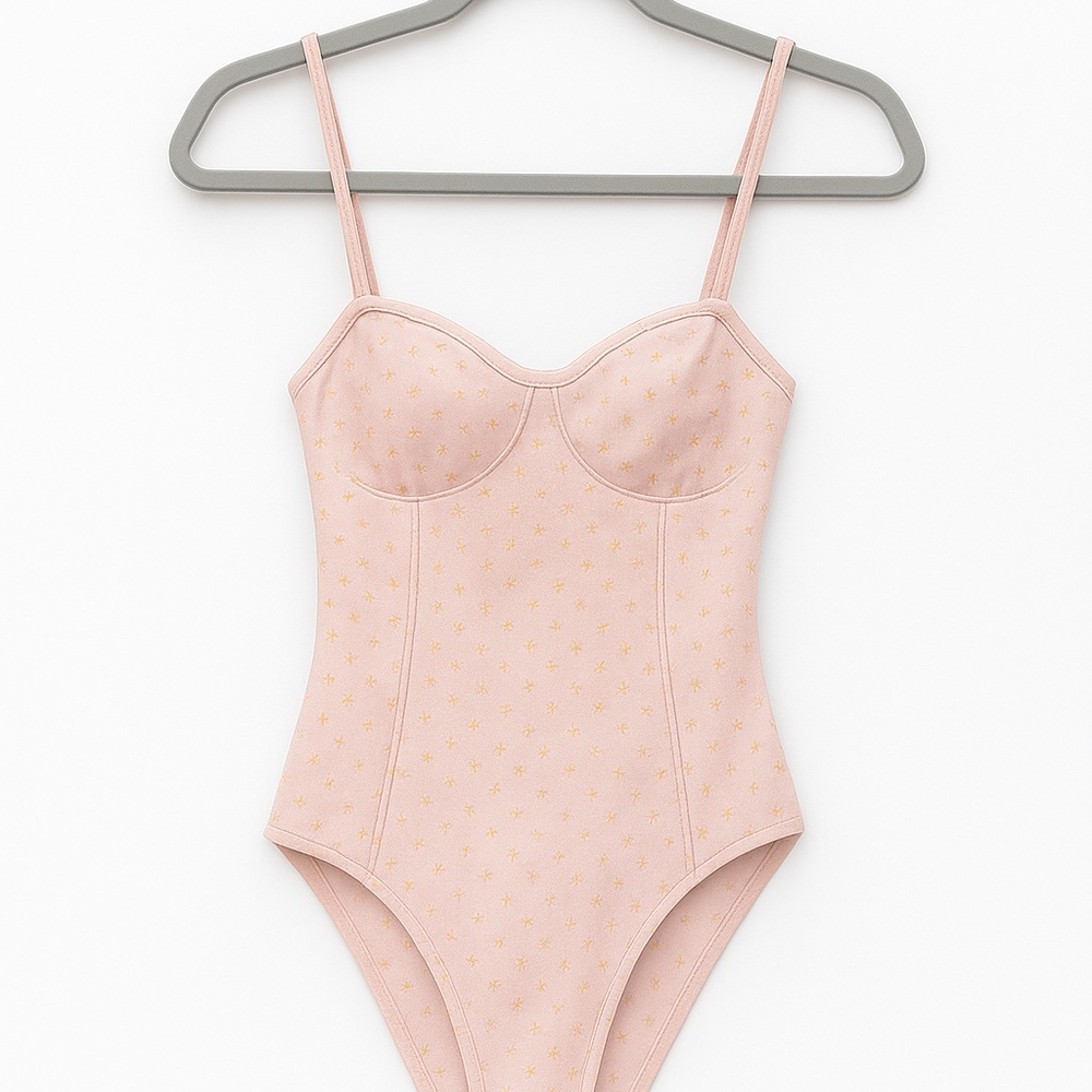 Zara Pink Floral Corset-Style Bodysuit • S